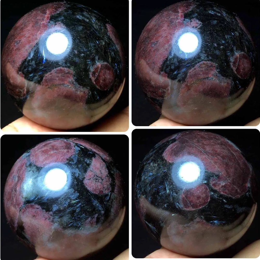 ✨Reiki Charged✨ Garnet and Astrophyllite gemstone sphere - Picture 3 of 4